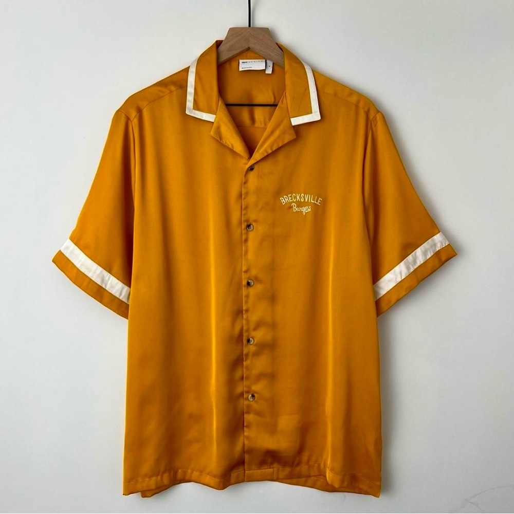 Men's Mustard Silk Bowling Shirt
